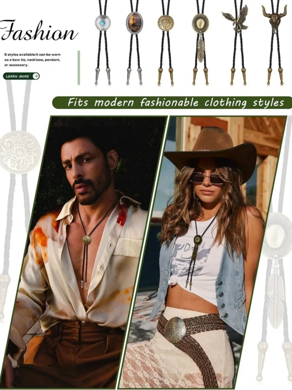 Handmade Vintage Leather Bolo Tie for Men - Western Cowboy Necklace & Costume